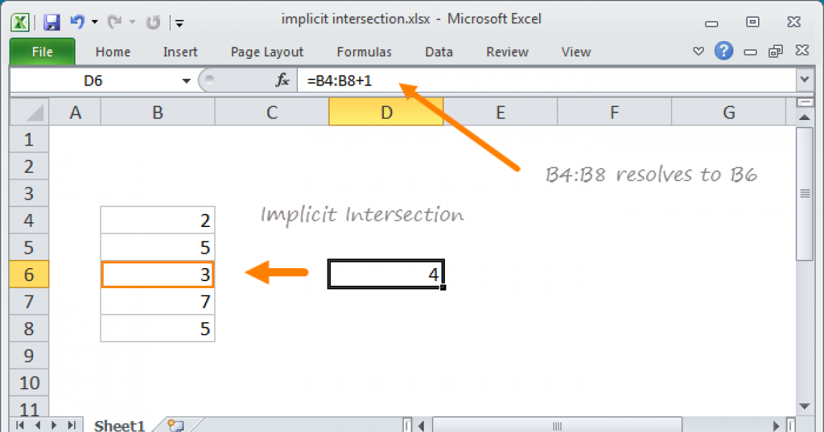 Excel Implicit Intersection Exceljet